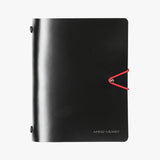 時尚真皮鬆緊帶活頁工商日誌，進口二層真皮、烙印、夾具、多功能內側口袋、名片卡袋、鬆緊帶、奶嘴釘、筆插